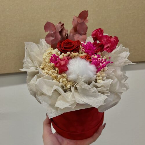 Crvena cvjetna kutija s ružama