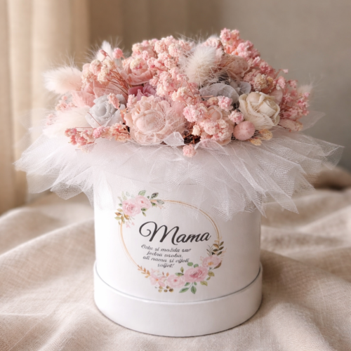 Mama cvjetna kutija s roza dekoracijom