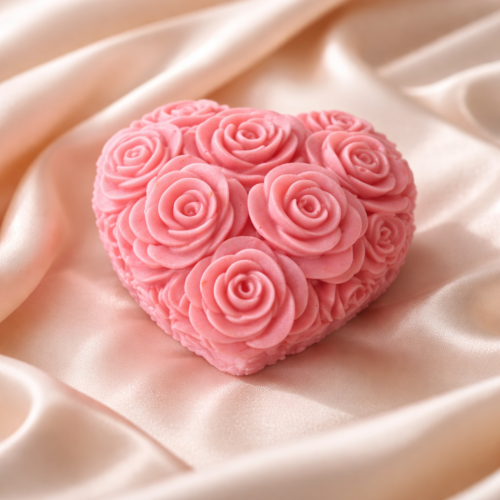 Koraljno voštano srce s ružama